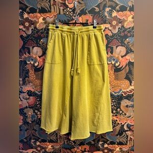 Easel Mustard Cropped Cotton Sweats